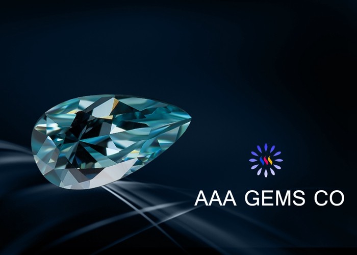VVS1 Synthetic Blue Pear Shaped Moissanite Loose Diamond RI 2.65 - 2.69